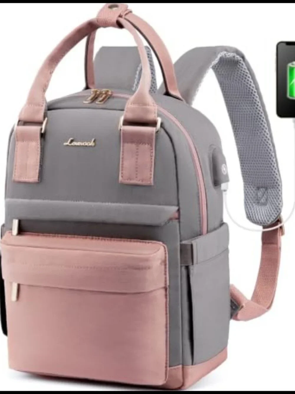 LOVEVOOK Mini Backpack Waterproof Nylon USB Port Small Bookbag for College